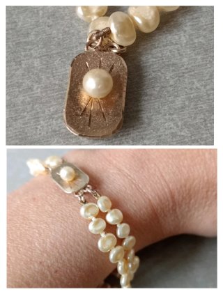 Pulsera doble hilo perlas Mallorca + Dije G