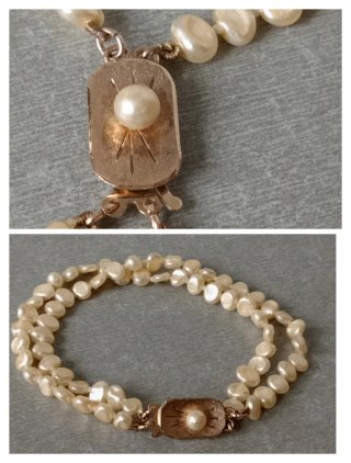 Pulsera doble hilo perlas Mallorca + Dije G