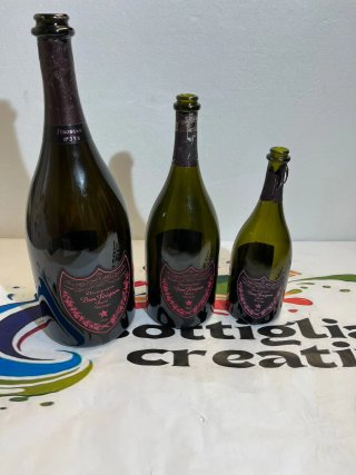 Tris Dom Pérignon Luminous Rosé bottiglie vuote