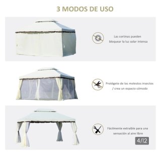 Carpa Cenador Outsunny 4x3m con Laterales