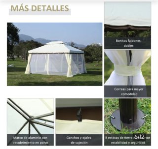 Carpa Cenador Outsunny 4x3m con Laterales