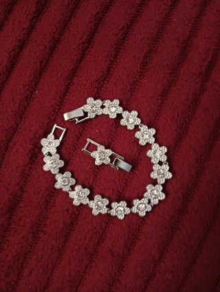 Pulsera Swarovski Flores Plata