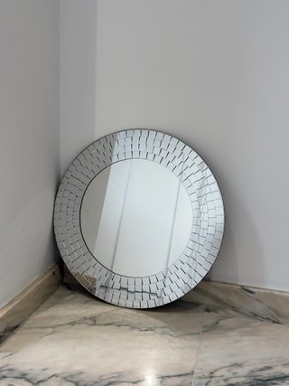 Espejo redondo plateado Ikea años 90