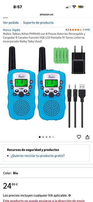 Walkie Talkies Sigio T-388 Azul (2 Unidades)