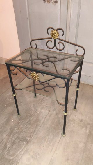 Mesa auxiliar hierro forjado y cristal
