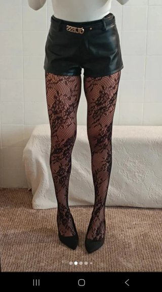 Collant pizzo vita alta, elasticizzato, floreale