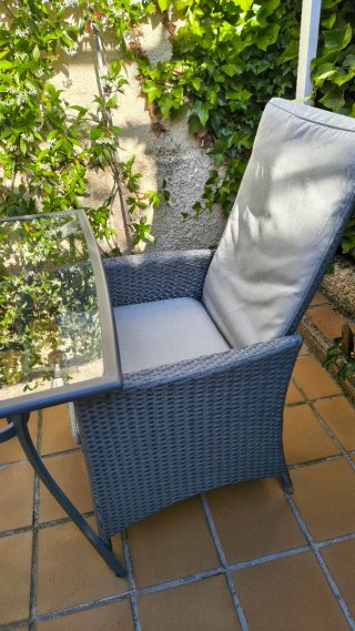 Mesa y 4 Sillas Comedor Jardín Cristal
