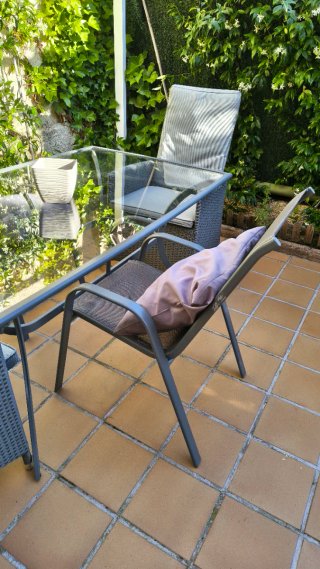 Mesa y 4 Sillas Comedor Jardín Cristal