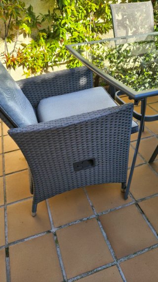 Mesa y 4 Sillas Comedor Jardín Cristal
