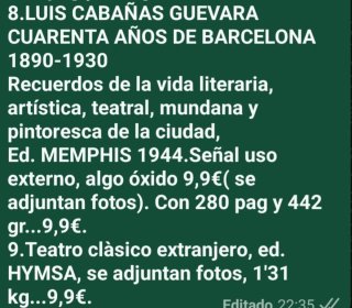 Libros varios, precios y datos últimas fotos.