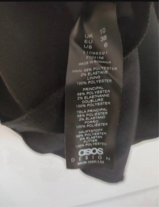 Vestido ASOS DESIGN negro con etiqueta