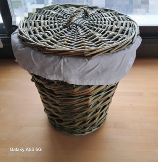 Cestos Mimbre Vintage Verde y Rosa LAS DOS POR 30€