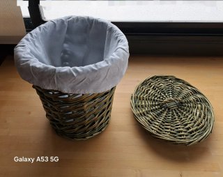 Cestos Mimbre Vintage Verde y Rosa LAS DOS POR 30€