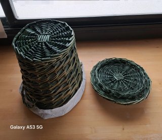 Cestos Mimbre Vintage Verde y Rosa LAS DOS POR 30€