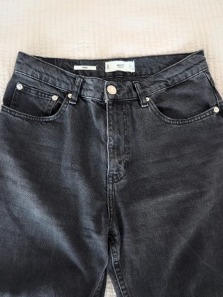 Vaqueros Mom Mango Talla 36 Negros