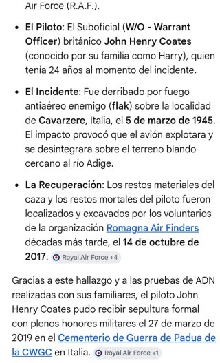 Fragmento histórico original de Spitfire RAF WW2