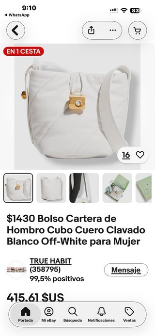 Bolso Off-White Blanco Piel Dorado