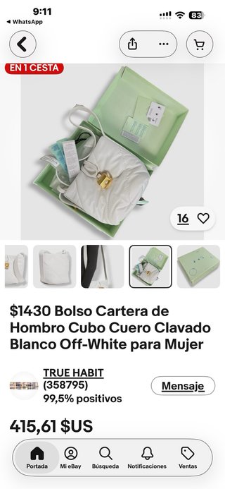 Bolso Off-White Blanco Piel Dorado