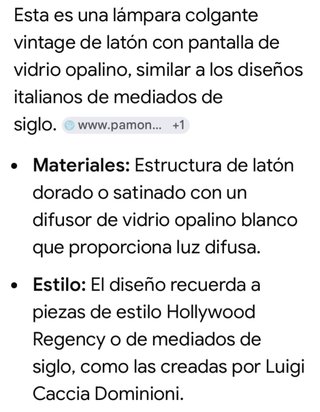 Lámpara colgante vintage cristal opalino