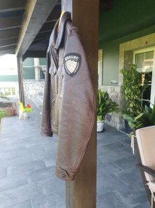 Cazadora Cuero Blauer USA Talla L Marrón