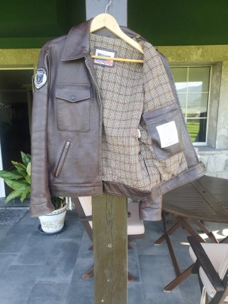 Cazadora Cuero Blauer USA Talla L Marrón