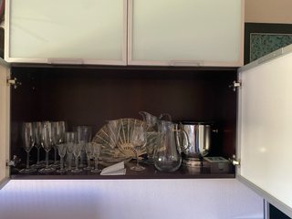 Mueble salón comedor madera y cristal