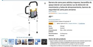 Barrera de cama para adultos mayores, barandilla