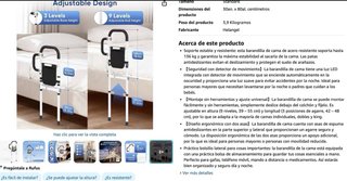 Barrera de cama para adultos mayores, barandilla