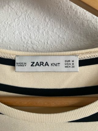 Vestido Zara Rayas Beige y Negro