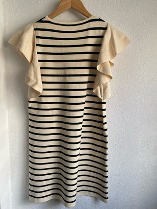 Vestido Zara Rayas Beige y Negro