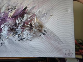 Lienzo al óleo abstracto púrpura 149x60 cms