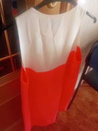 Vestido Essentiel Talla 36 Blanco y Naranja