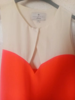 Vestido Essentiel Talla 36 Blanco y Naranja