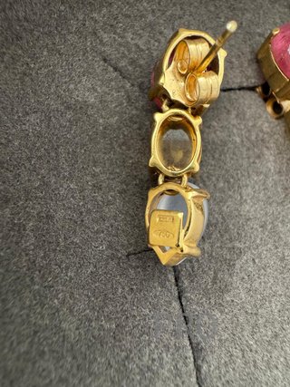 Pendientes oro 18K con piedras multicolor, sello 750