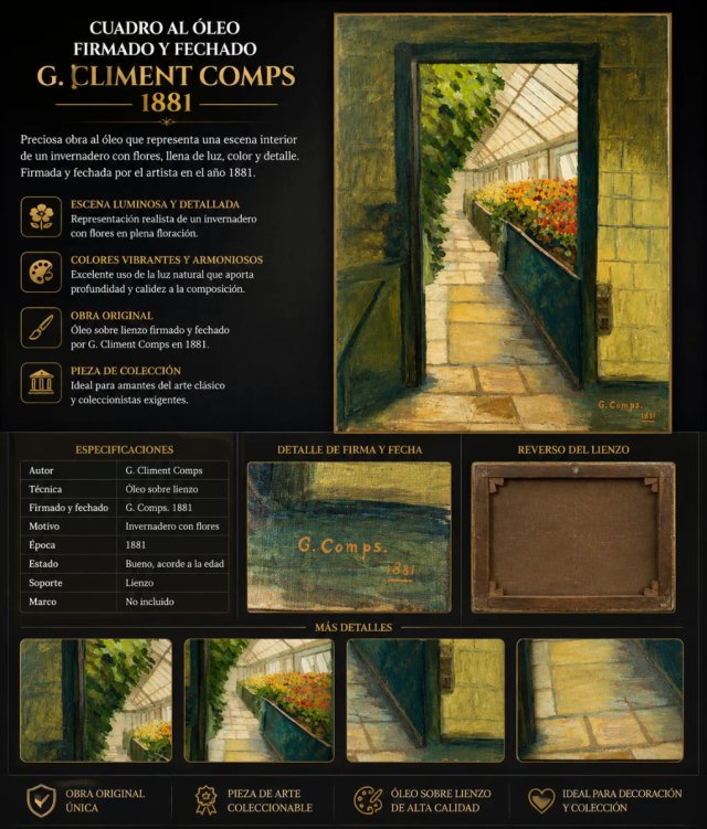 Cuadro al óleo G. Climent Comps 1881