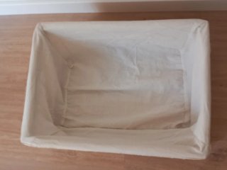 Cesta mimbre grande con funda tela de blanca 53x38