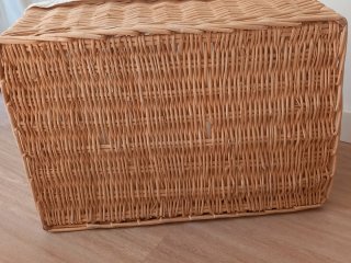 Cesta mimbre grande con funda tela de blanca 53x38