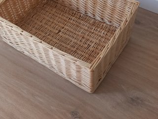 Cesta mimbre grande con funda tela de blanca 53x38