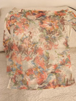 Blusa floreale manica lunga tulle