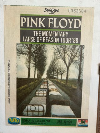 Biglietto concerto Pink Floyd Roma '88