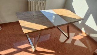 Mesa de salón comedor moderna madera y metal