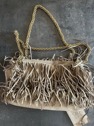 Borsa Trussardi con frange e catena oro