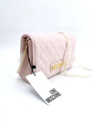 Borsa Love Moschino Rosa Imbottito con Catena Dorata