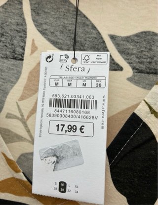 Vestido Sfera Estampado Hojas Talla M