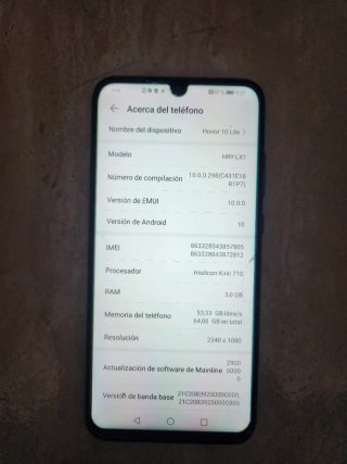 Movil Honor 10 Lite