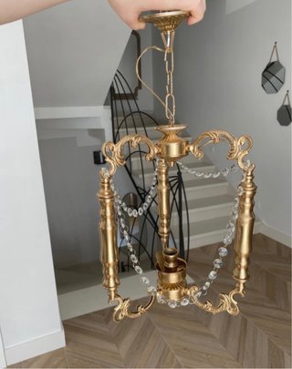 Lampadario Vintage Oro Cristallo