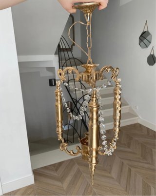 Lampadario Vintage Oro Cristallo