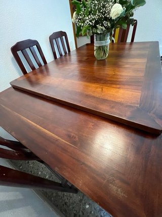 Mesa extensible madera maciza + 6 sillas