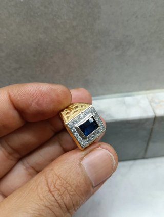 Anillo Oro18k Zafiro Azul Auténtico
