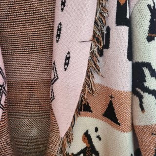 Chaqueta punto flecos T.U. étnica